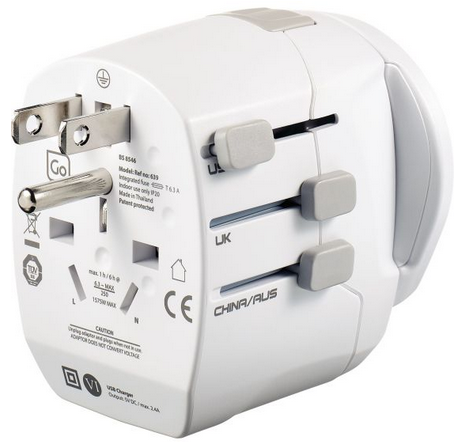 Go Travel Worldwide Adapter with Twin USB Ports