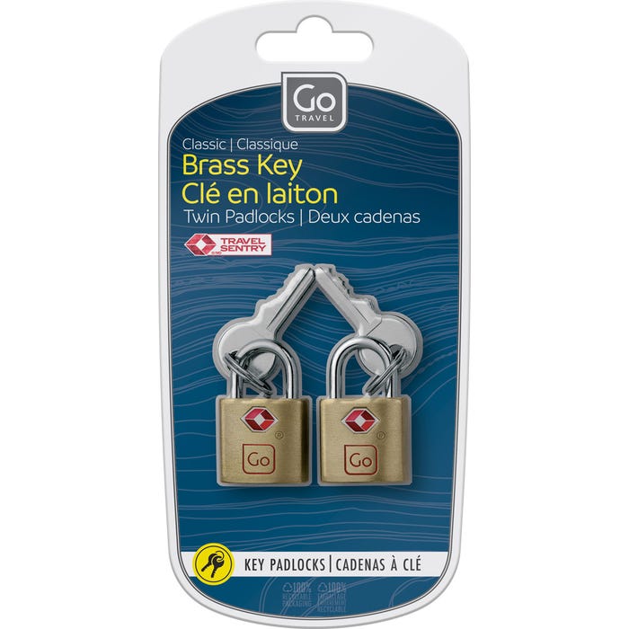 Classic Brass Key Twin Padlocks TSA - set of 2