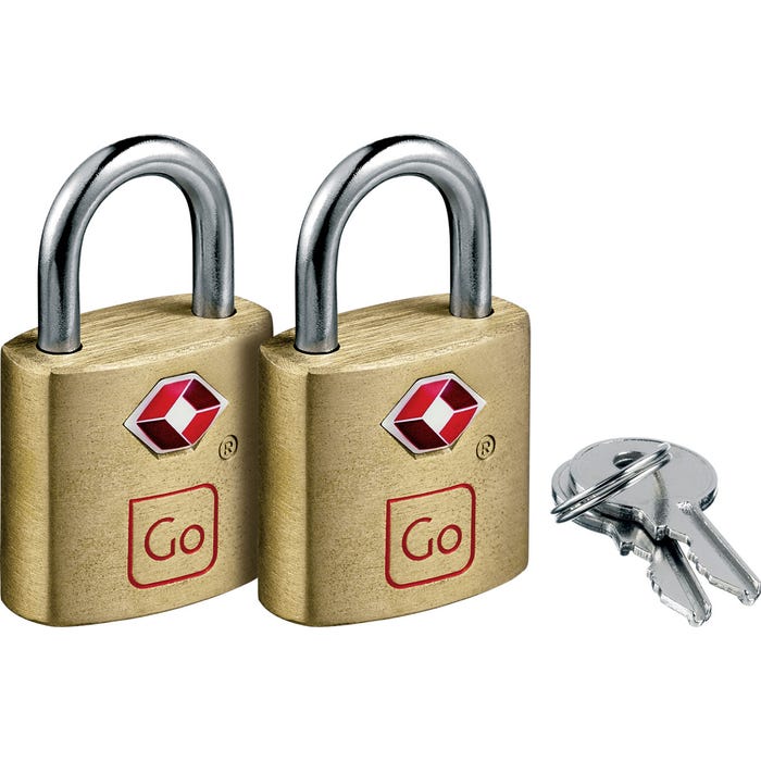 Classic Brass Key Twin Padlocks TSA - set of 2